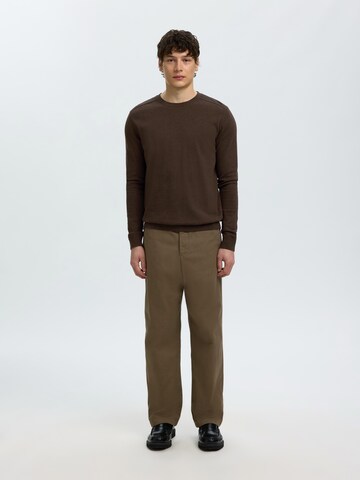SELECTED Regular Fit Pullover 'SLHBERG' in Braun