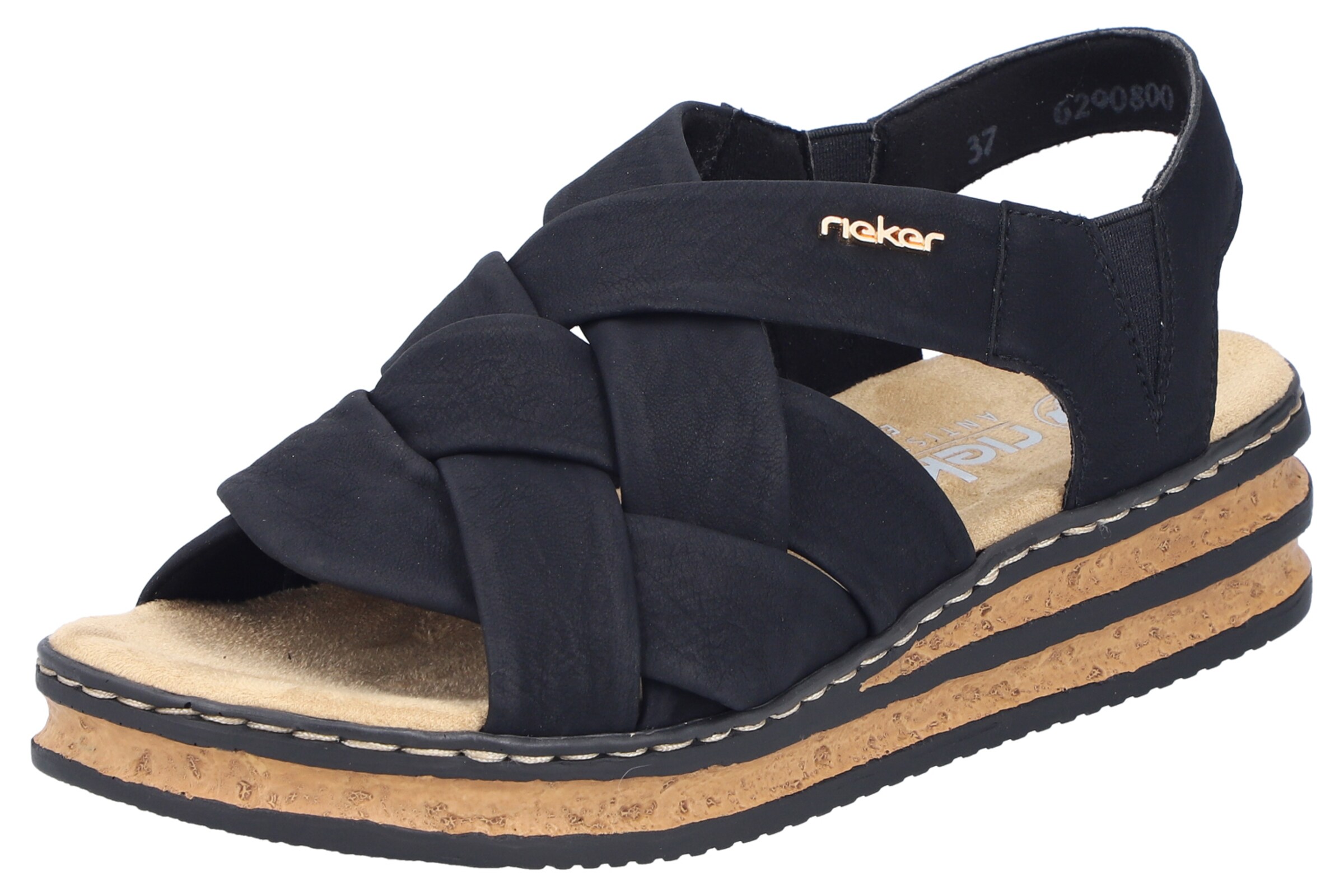 Sandales Rieker en noir : devant