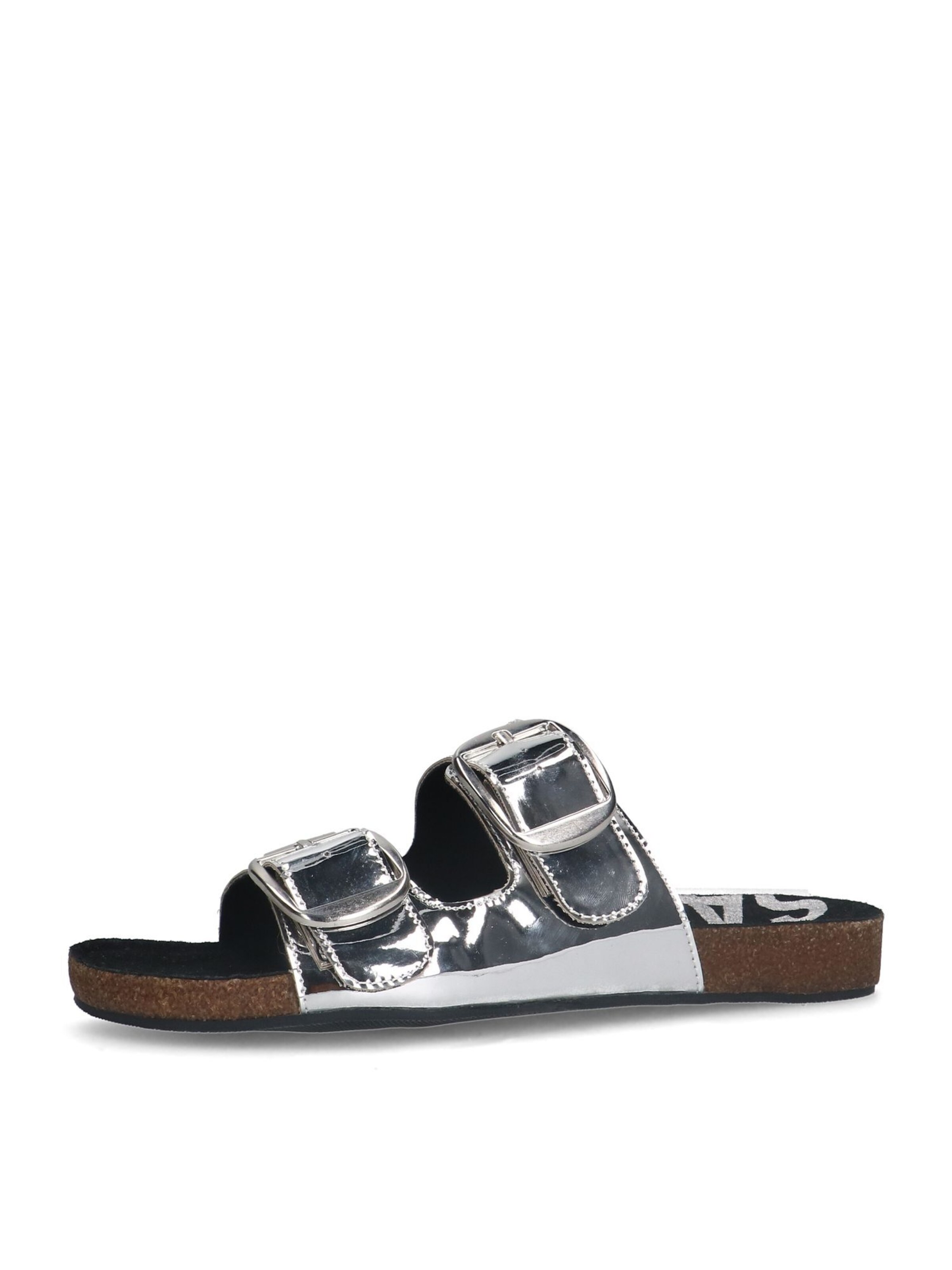 SACHA Mules in Silver: front