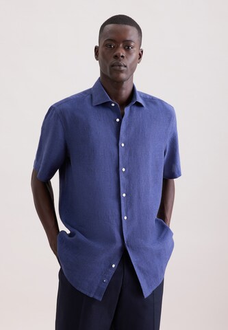 SEIDENSTICKER Regular fit Zakelijk overhemd 'Smart Linen' in Blauw: voorkant