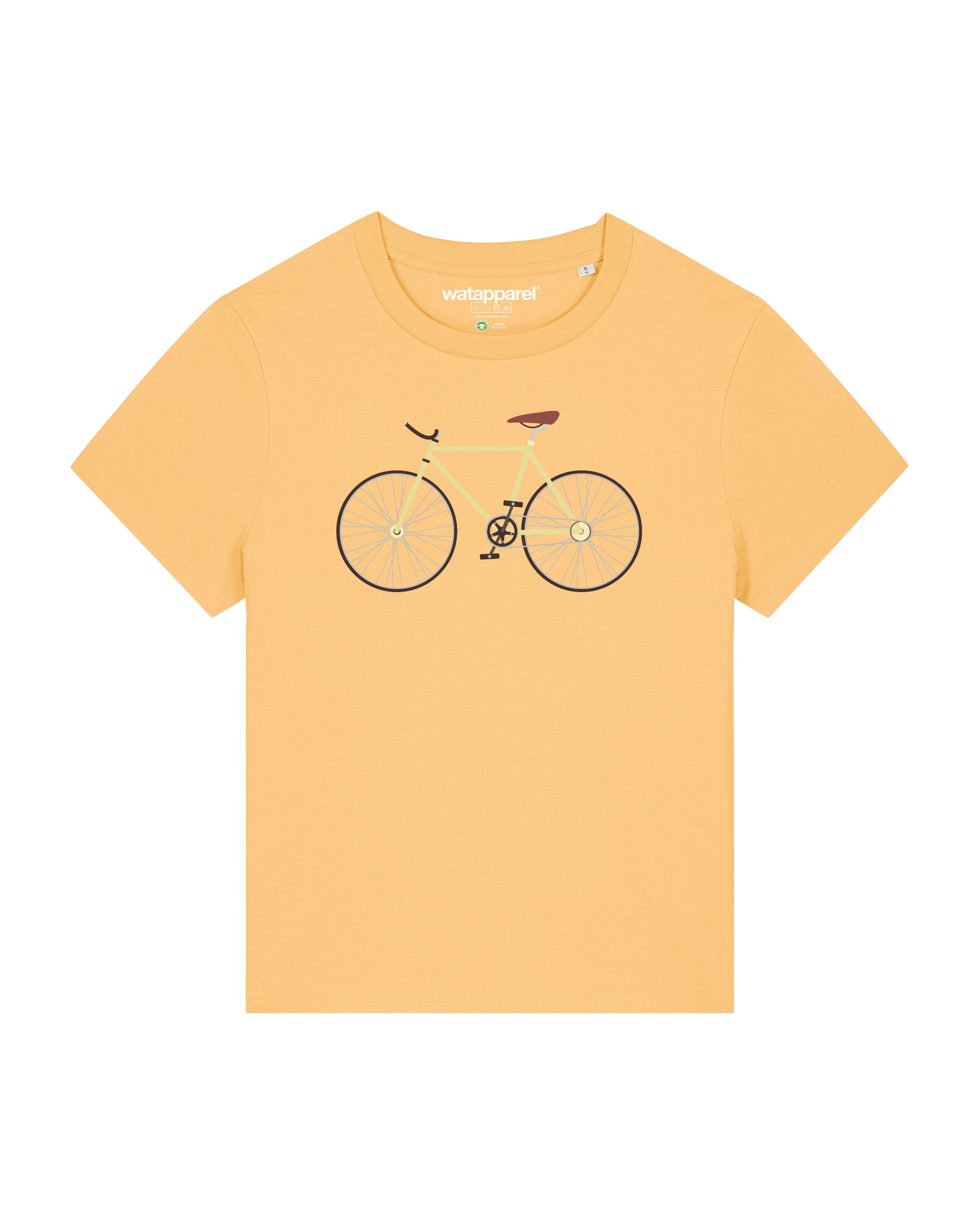 Maglietta ' Yellow Bike ' di Watapparel in giallo: frontale