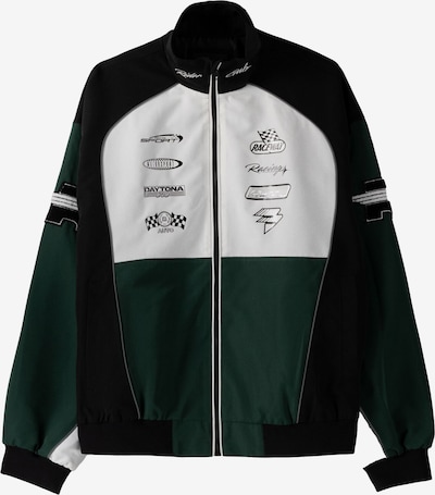 Bershka Between-Season Jacket in Fir / Black / Silver / White, Item view