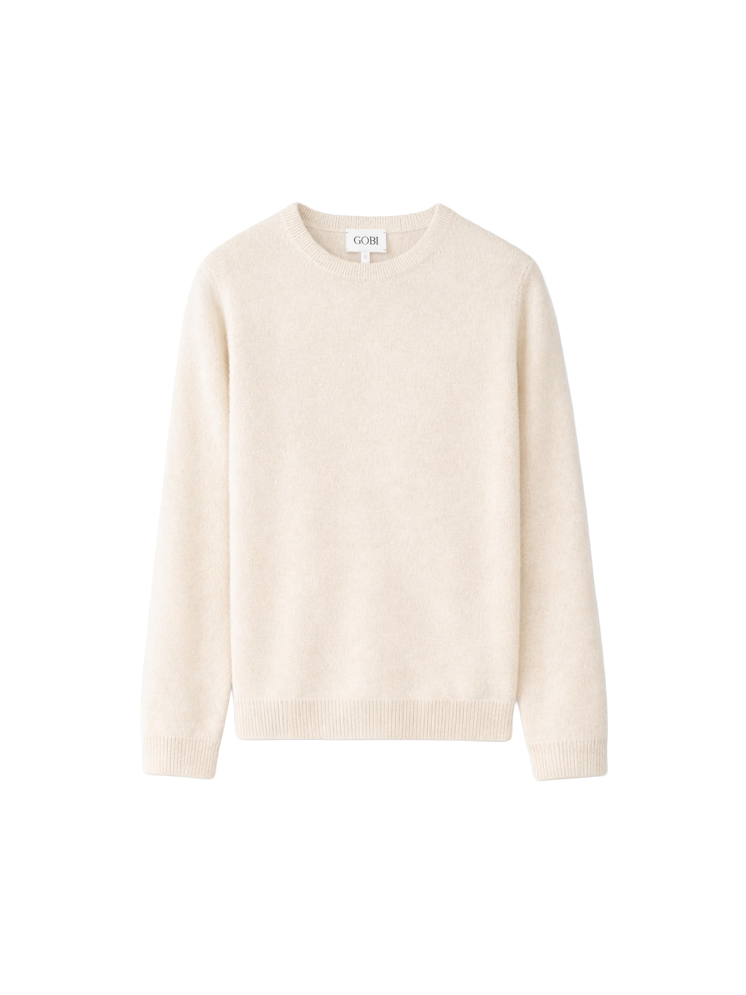 GOBI Cashmere Trui 'Women's Essential Cashmere Crewneck Sweater' in Wit: voorkant