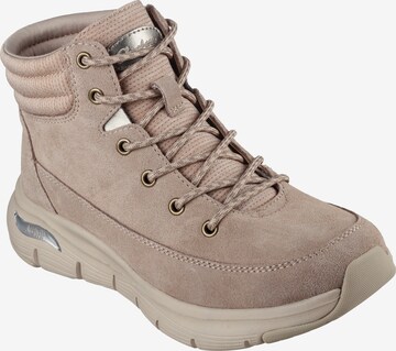 SKECHERS Lace-Up Ankle Boots in Beige