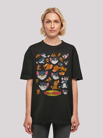 F4NT4STIC Shirt 'Tom und Jerry Many Faces' in Black: front