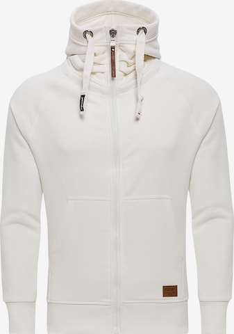 yazubi Zip-Up Hoodie 'Jacob' in White: front