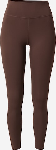 Skinny Pantalon de sport 'One' NIKE en marron : devant