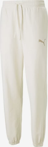 PUMA Tapered Pants in White: front