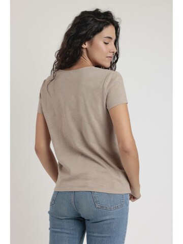 admas - Top 'ADMAS Camiseta Manga Corta Slub Entredos para Mujer' en beige