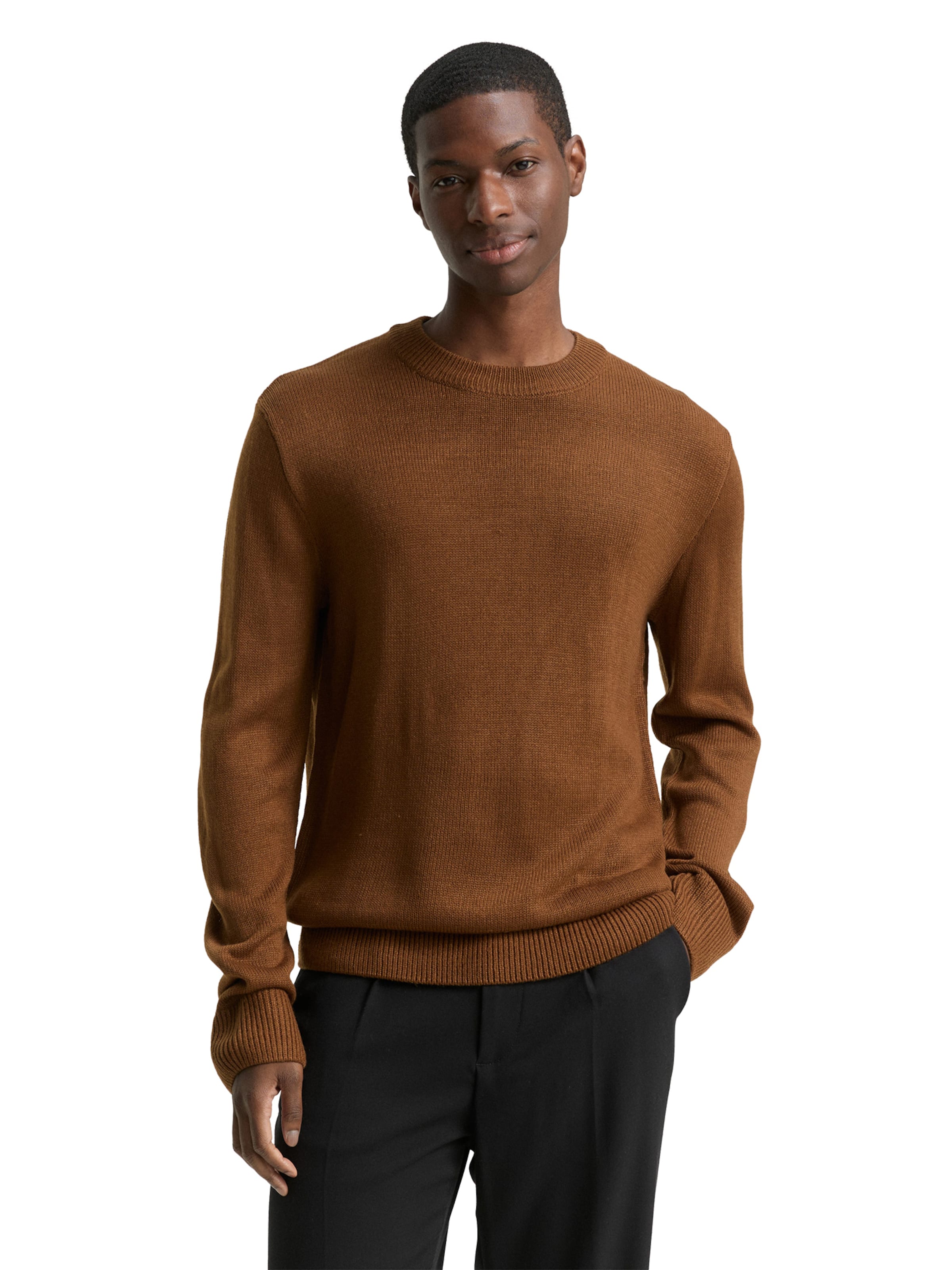 TOM TAILOR DENIM Sweater in Brown: front
