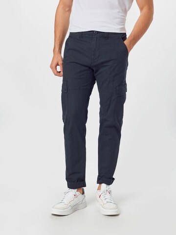 Coupe slim Pantalon cargo 'Core' Superdry en noir : devant