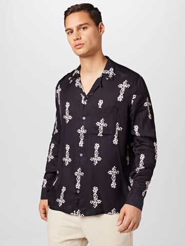 AllSaints Regular fit Button Up Shirt in Black: front