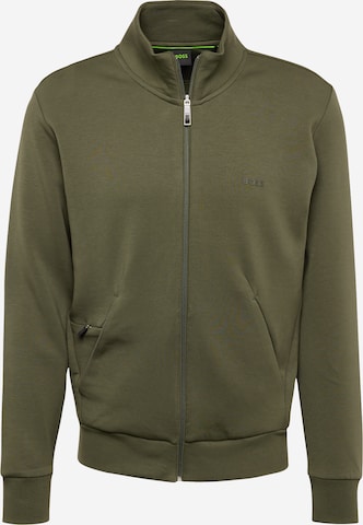 BOSS Green Zip-Up Hoodie 'Skaz' in Green: front