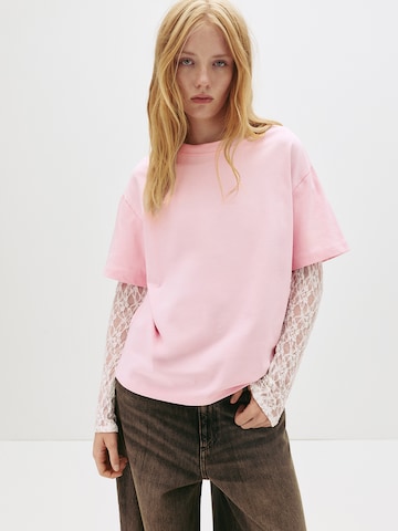 Pull&Bear Тениска в розово: отпред