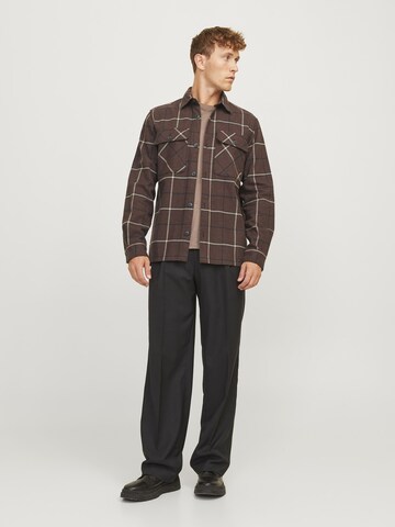 JACK & JONES Comfort fit Button Up Shirt 'JPRRaymond' in Brown
