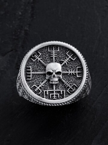 REYTEL - Anillo 'VEGVISIR WITH SKULL' en plata