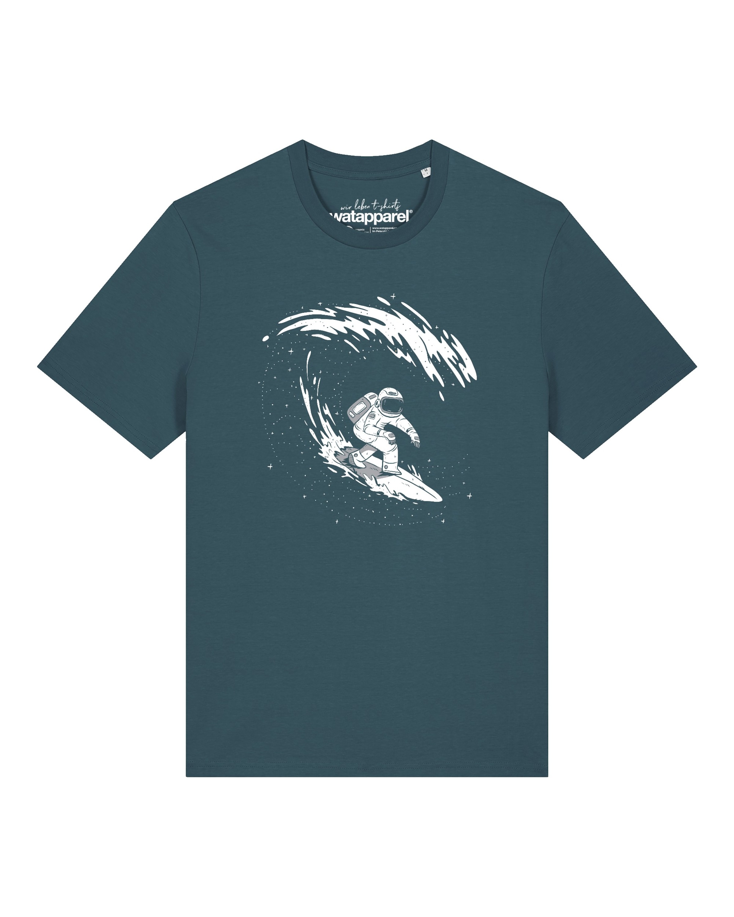 Watapparel Shirt 'Surfing Spaceman' in Blauw: voorkant