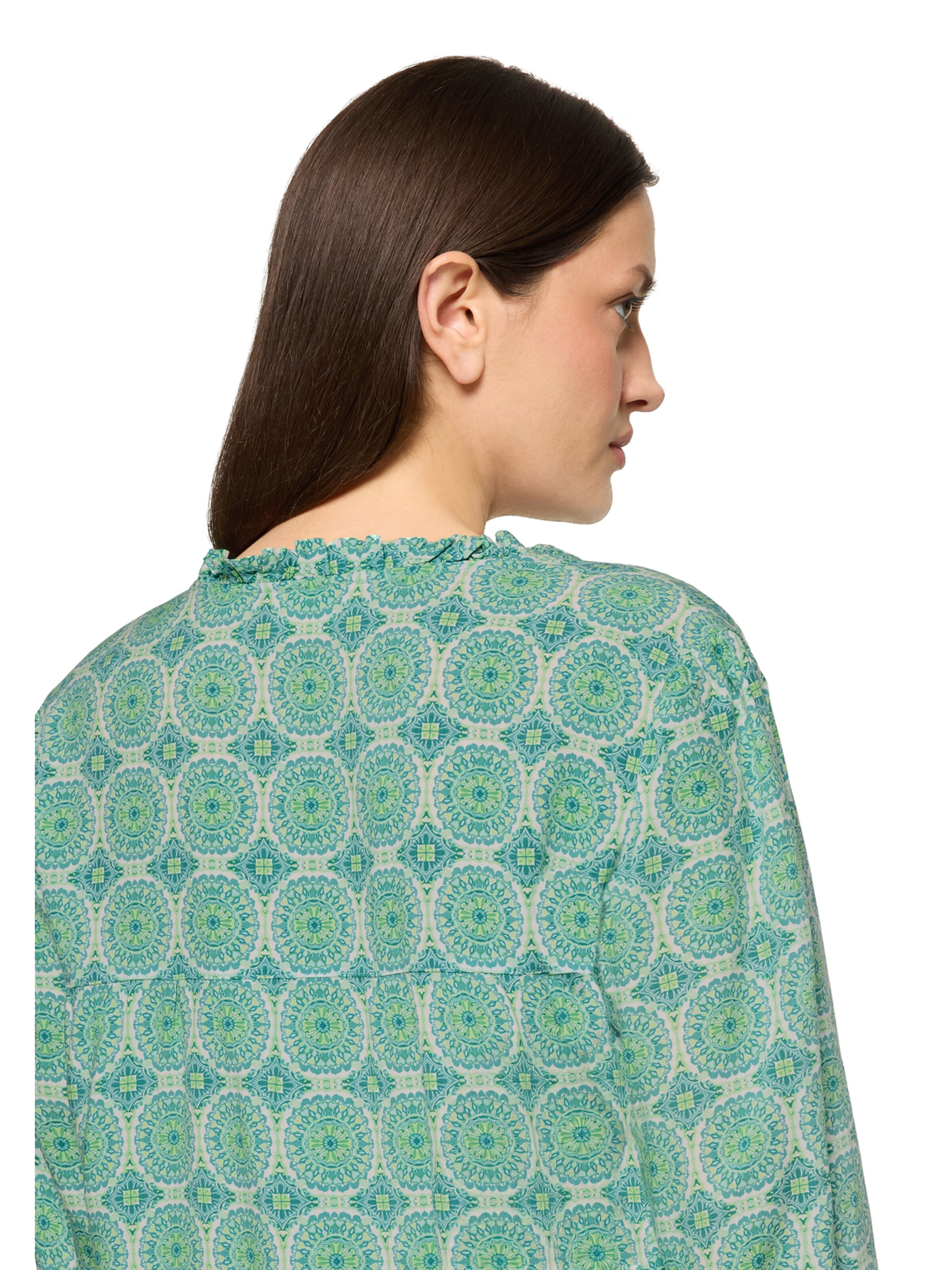 Cartoon Casual-Bluse mit Raffung in Grün