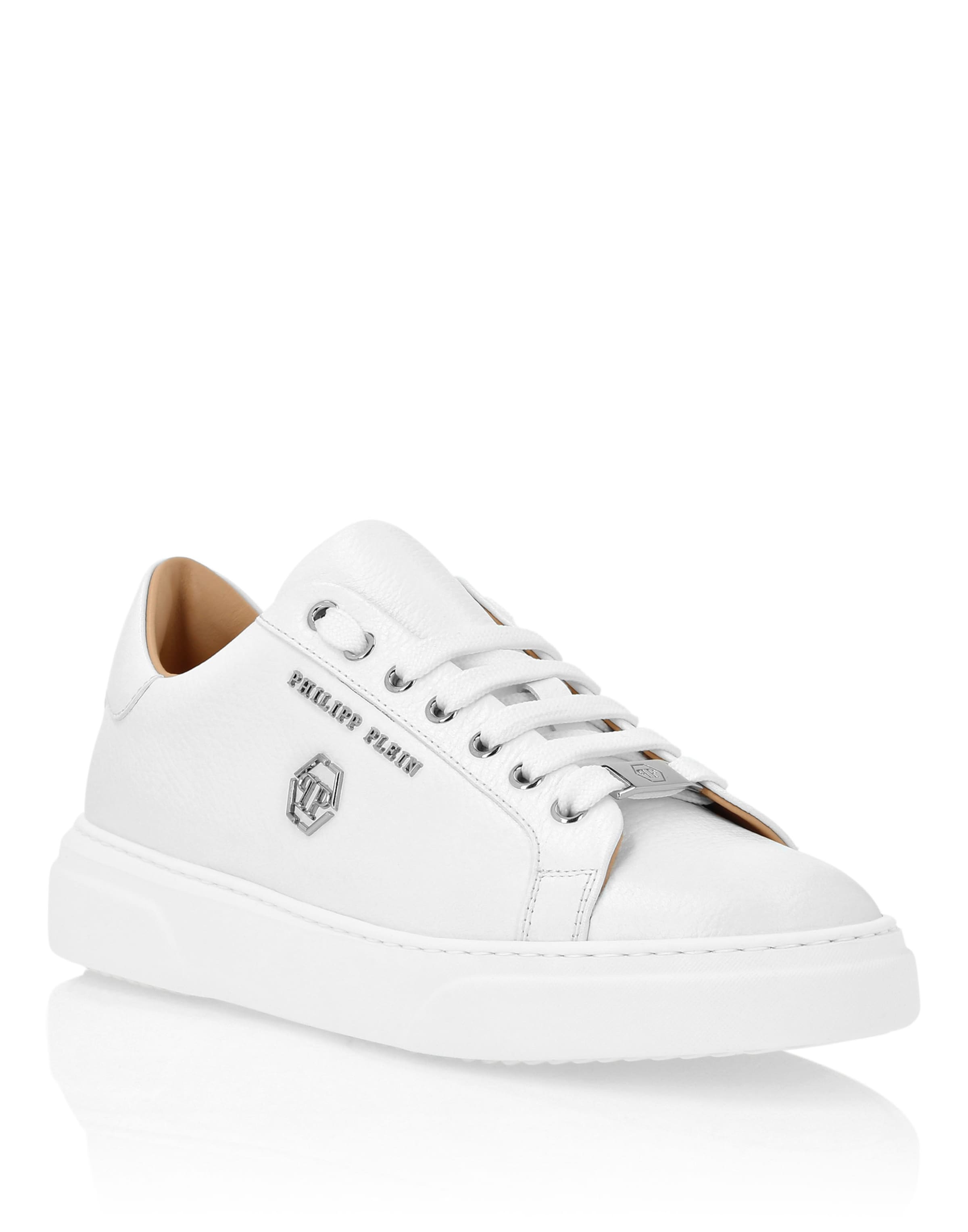 Sneaker bassa 'Hexagon' di Philipp Plein in bianco: frontale