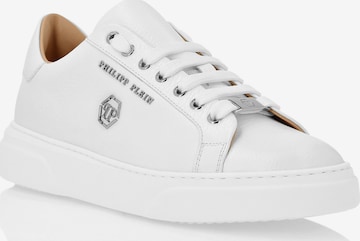 Philipp Plein - Sapatilhas baixas 'Hexagon' em branco: frente