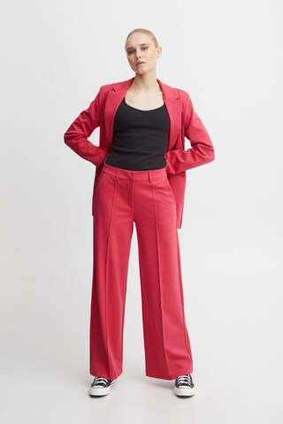 ICHI - Pierna ancha Pantalón de pinzas 'KATE' en rojo