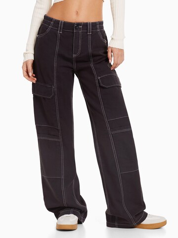 Wide leg Pantaloni de la Bershka pe gri: față