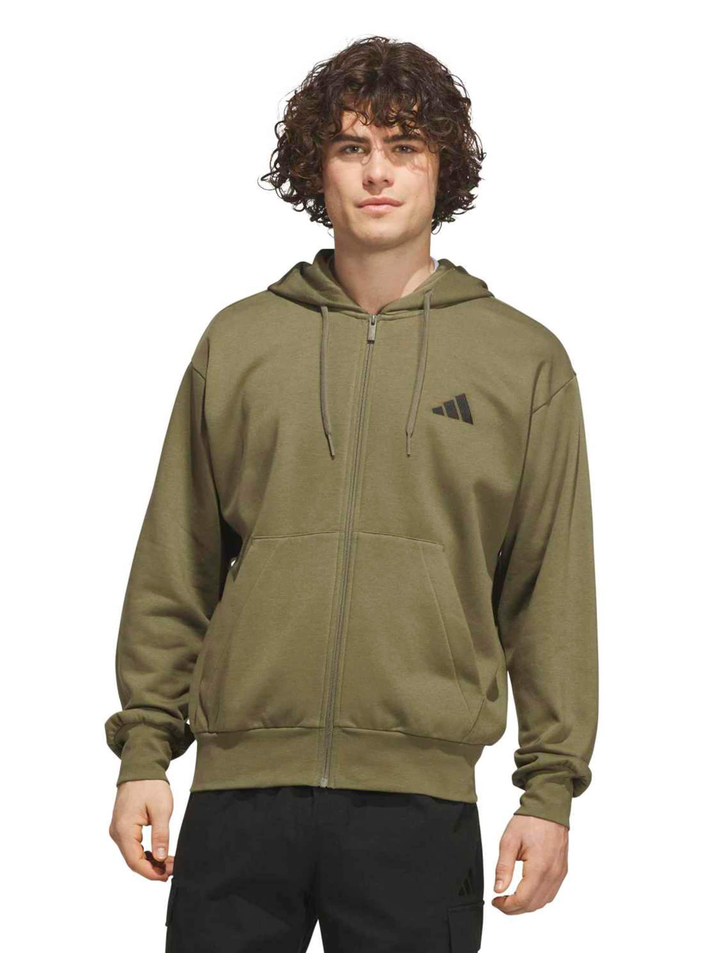 ADIDAS SPORTSWEAR - Casaco de treino em moletão em verde: frente
