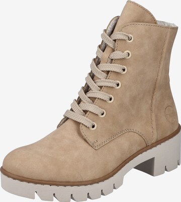 Rieker Lace-Up Ankle Boots in Beige: front