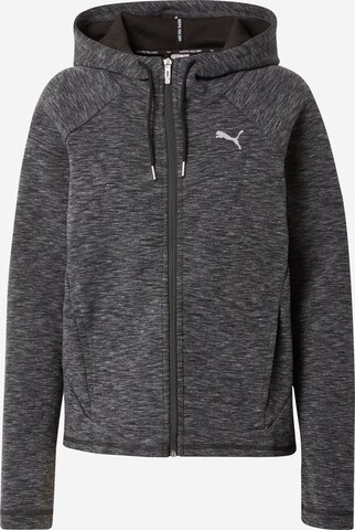 PUMA Athletic Zip-Up Hoodie in Black: front