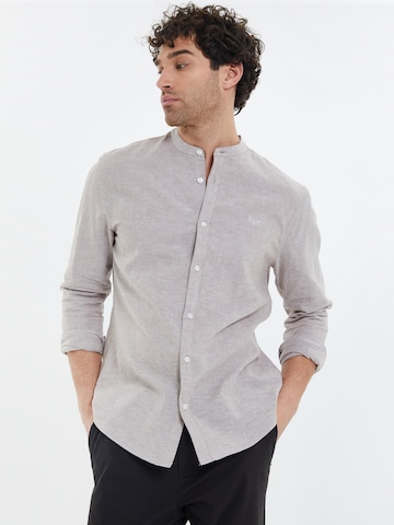 Threadbare Slim fit Overhemd in Beige: voorkant