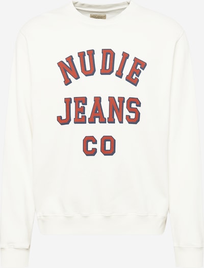 Nudie Jeans Co Sweatshirt 'Lasse' in de kleur Blauw / Rood / Wit, Productweergave