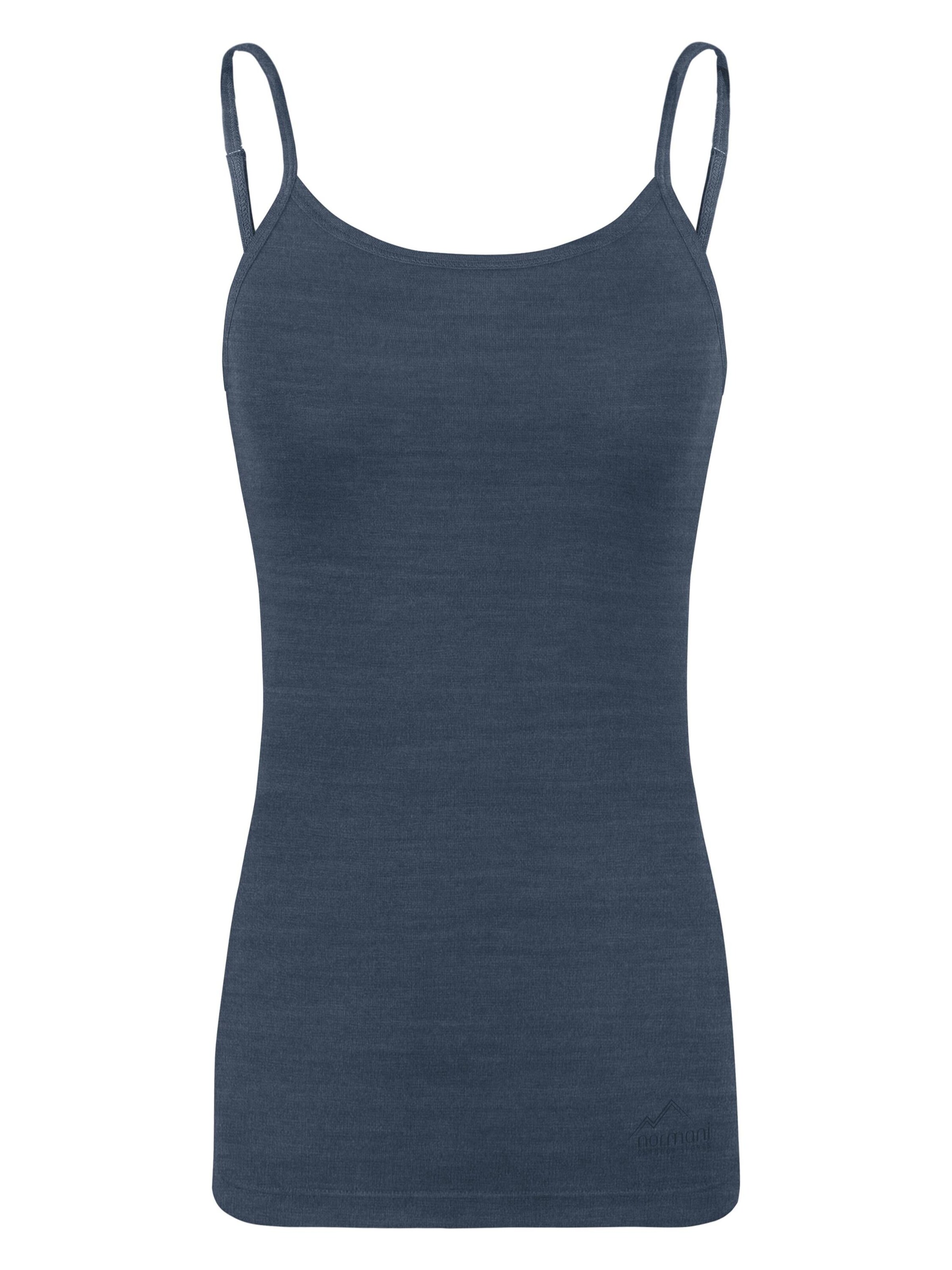 normani Damen Merino Top mit Spagettiträgern „Kyneton" ' ' in Blau: Vorderseite