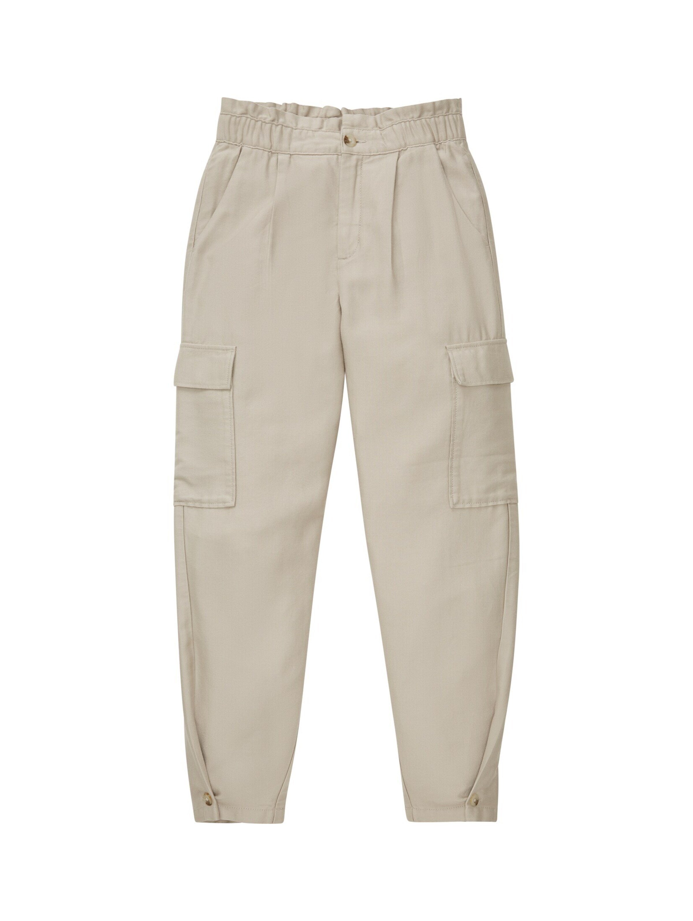 TOM TAILOR DENIM Tapered Cargobroek in Beige: voorkant