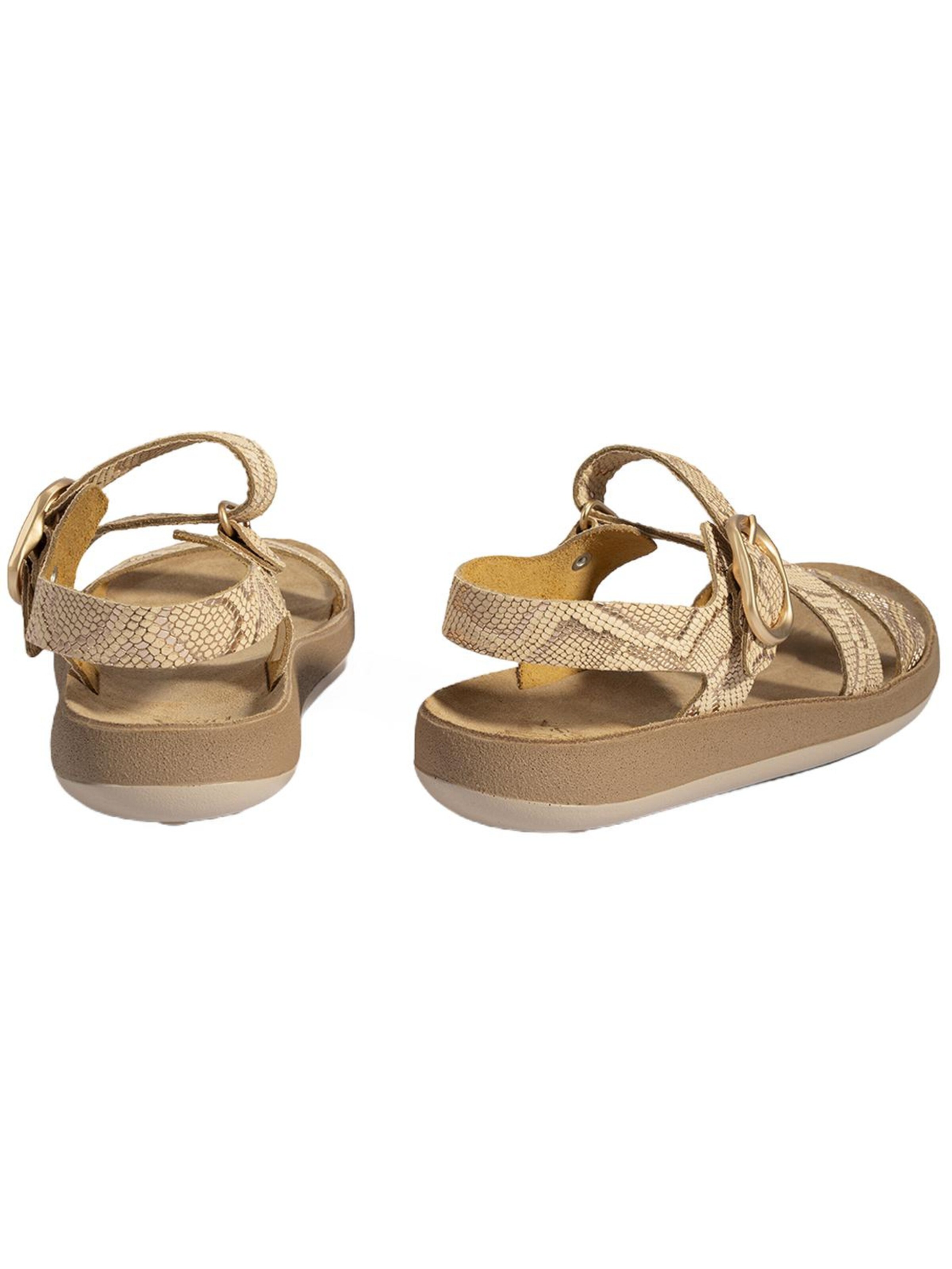 Desa Sandale 'DESA Damen-Keilsandalen aus Leder mit Print'‌‌ in Beige