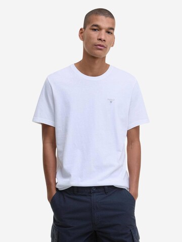 Maglietta 'TARTAN SPORTS TEE MTS0670' di Barbour in bianco: frontale