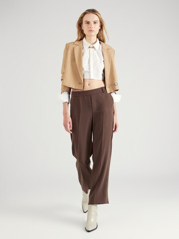 MOS MOSH Regular Trousers with creases in Brown