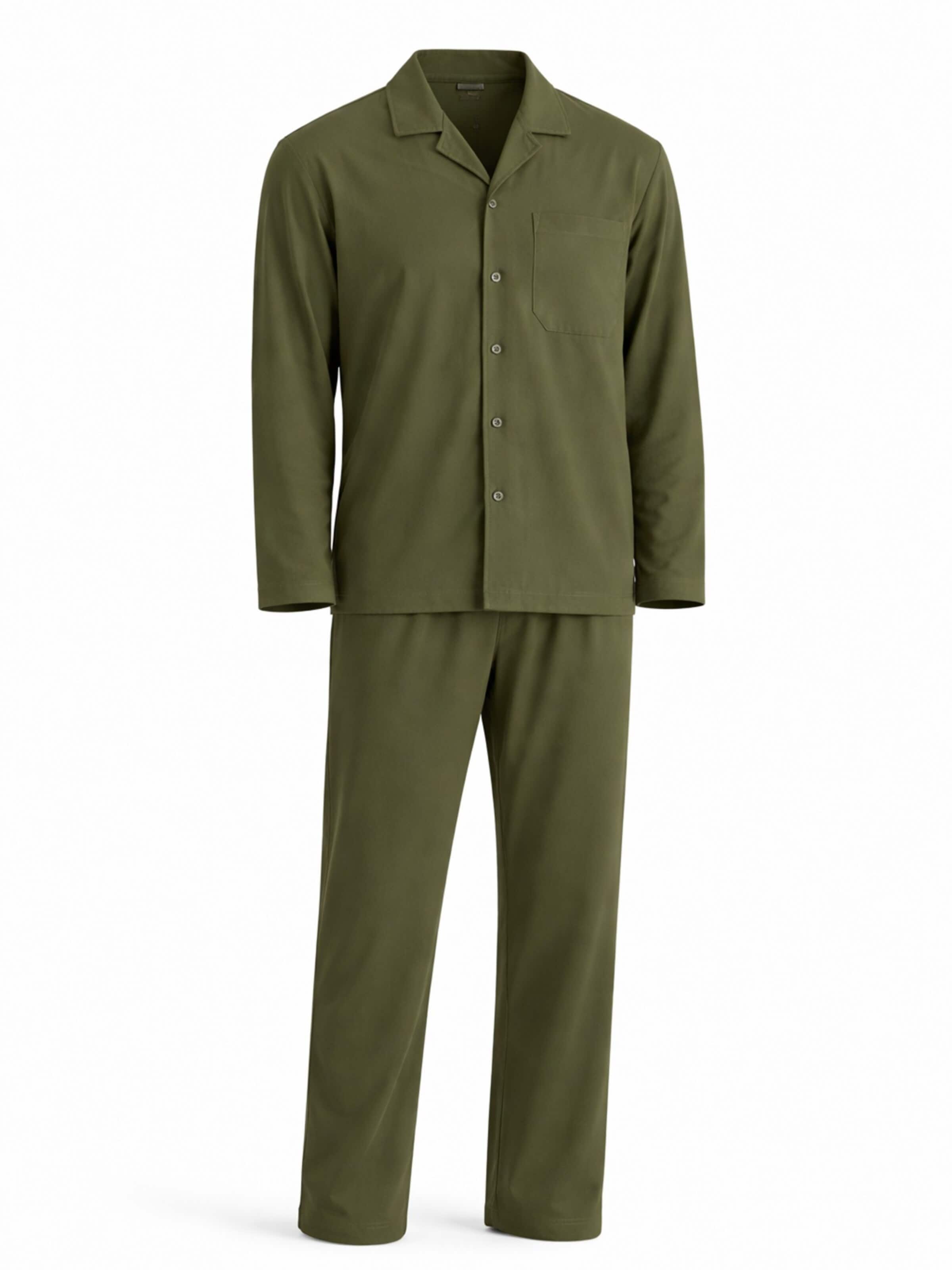 PANTONECLO Pyjama lang 'Pantoneclo Men’s Nightwear Set'‌‌‌‌‌‌ in Grün: Vorderseite