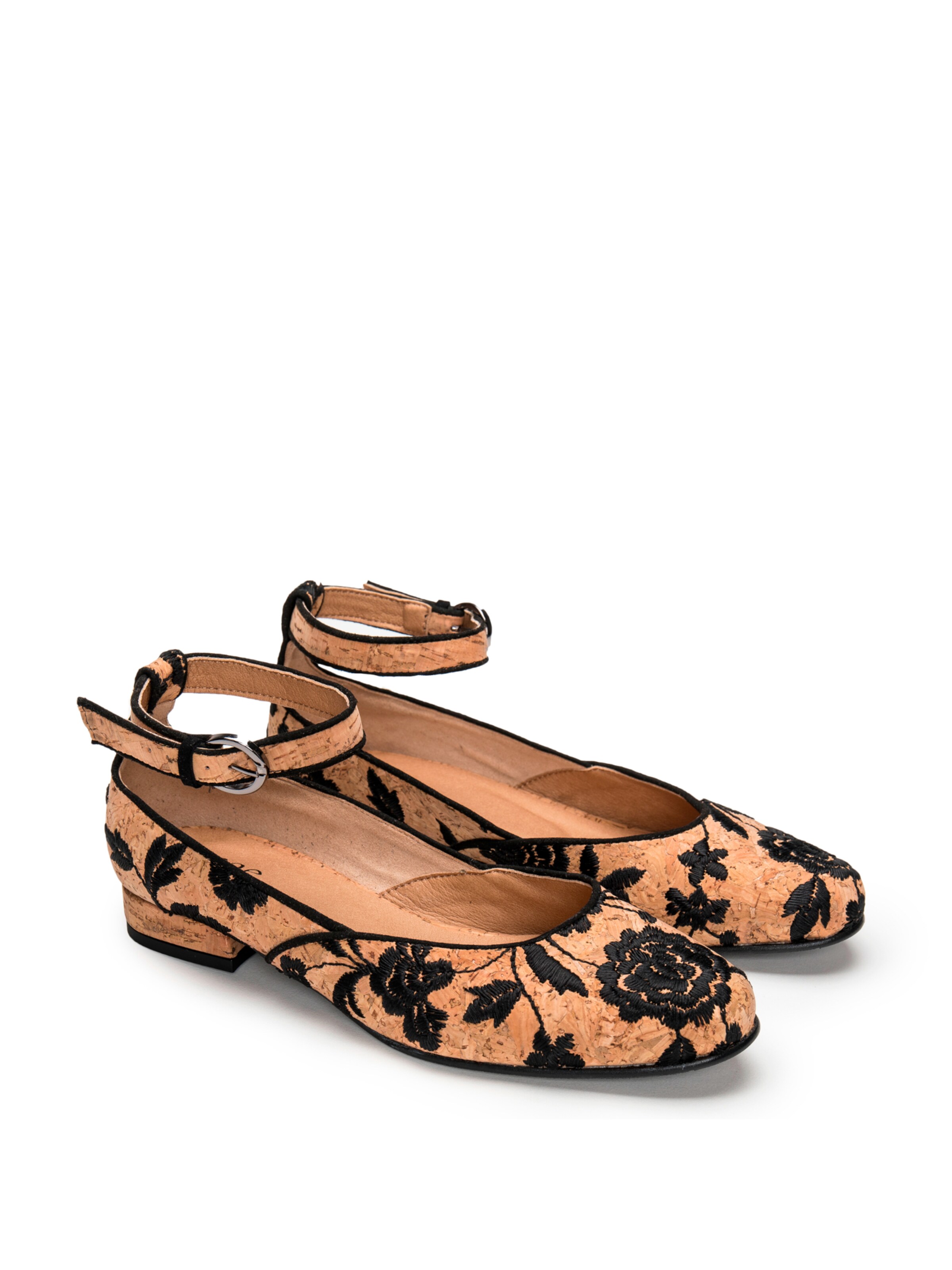 nae Vegan Shoes Ballerina met riempjes 'Leen' in Bruin