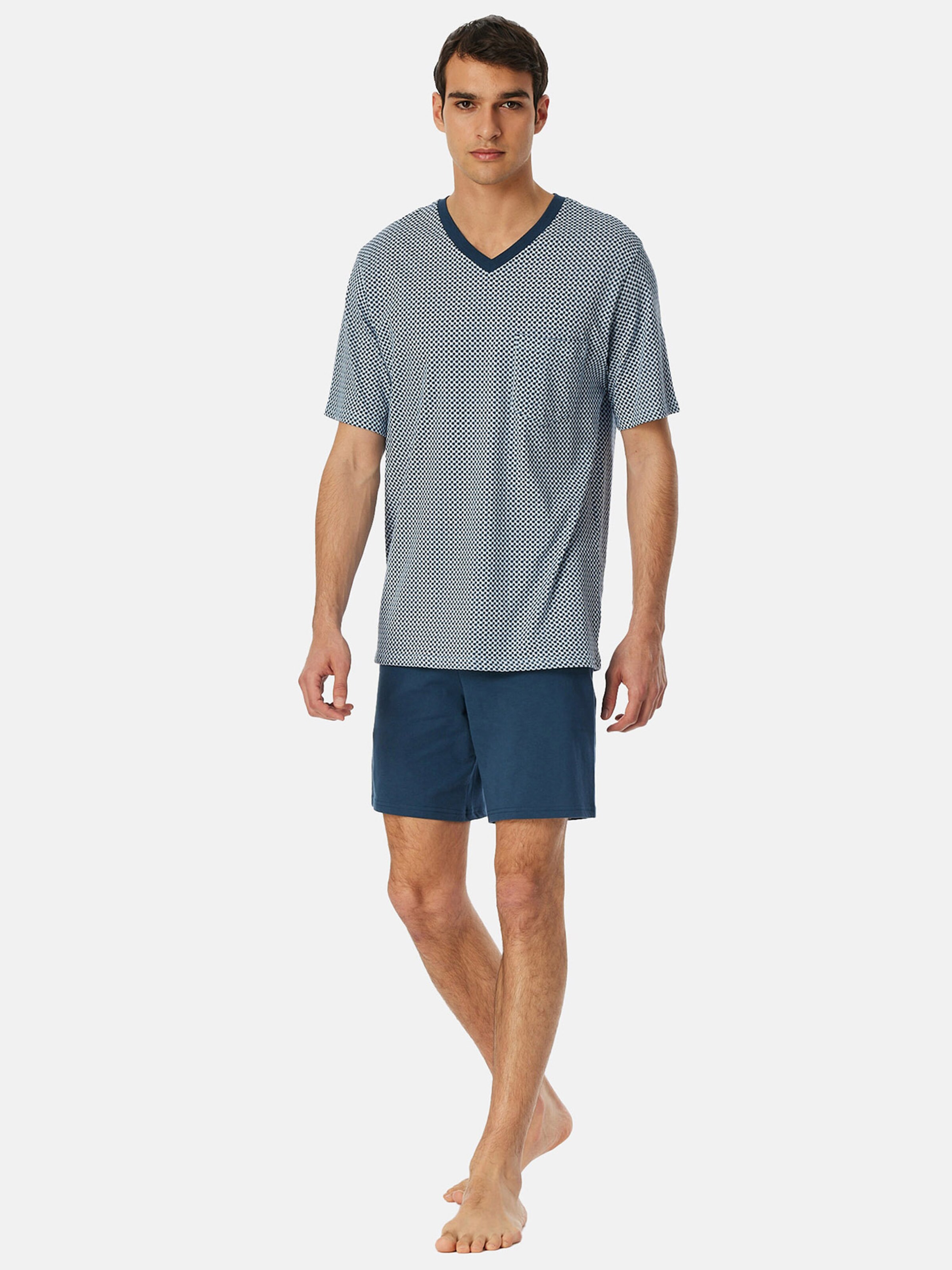 SCHIESSER Pyjama kort ' Comfort Nightwear ' in Blauw: voorkant