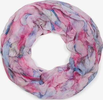 styleBREAKER Schlauchschal 'Loop mit bunten Federn' in Pink: Vorderseite