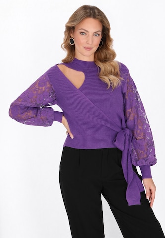 Pull-over faina en violet : devant