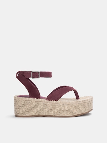 Pull&Bear T-Bar Sandals in Red