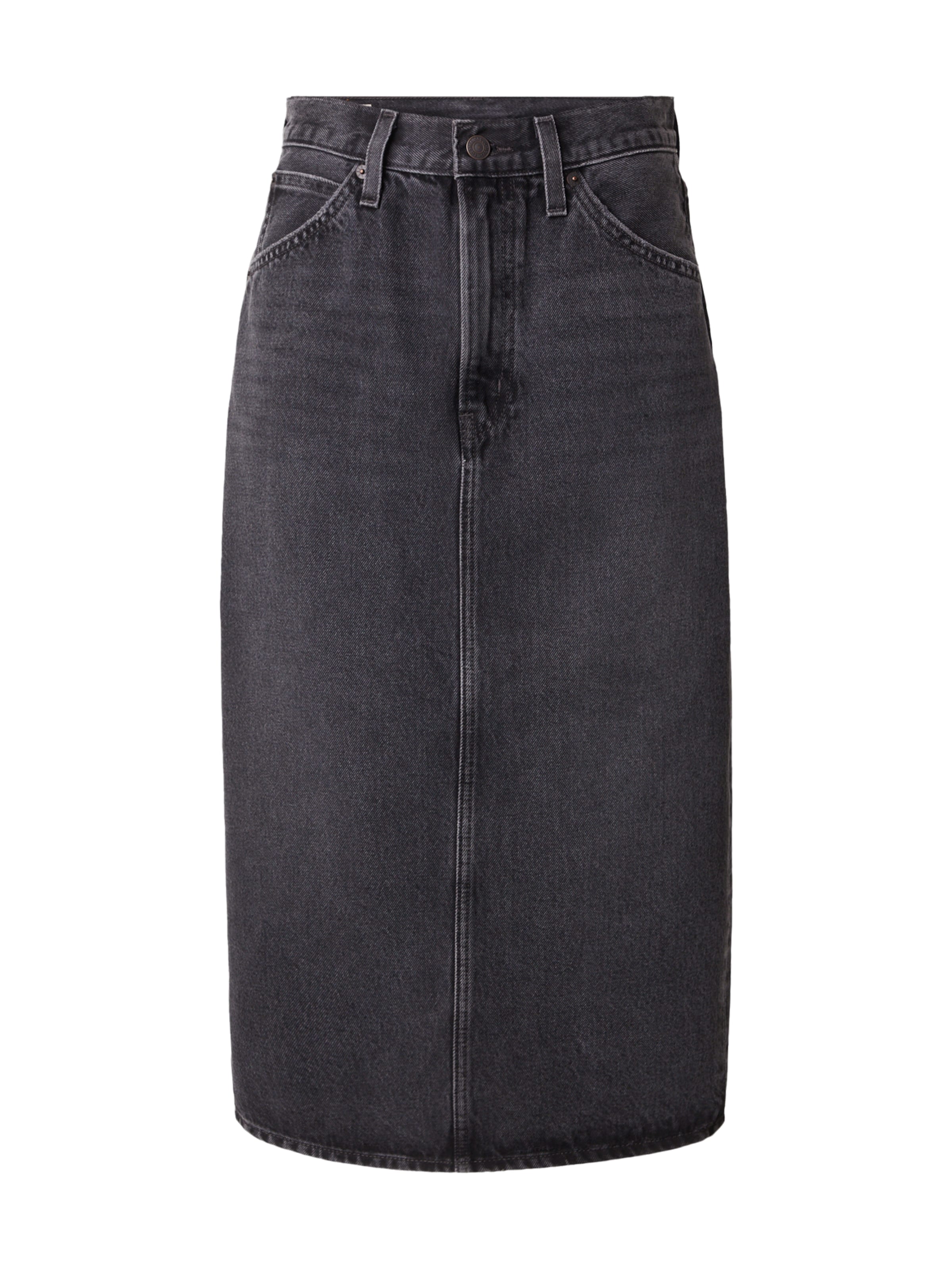 LEVI'S ® Seelik 'High Rise Back Slit Skirt', värv must: eest vaates