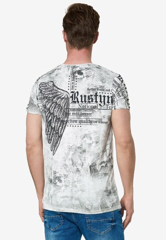 Rusty Neal T-Shirt mit All Over Print in Weiß