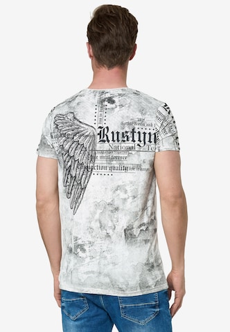 Rusty Neal T-Shirt mit All Over Print in Weiß