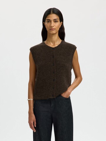 SELECTED Knitted Vest 'SFLULU' in Brown: front