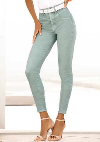 LASCANA Skinny Jeans in Green: front