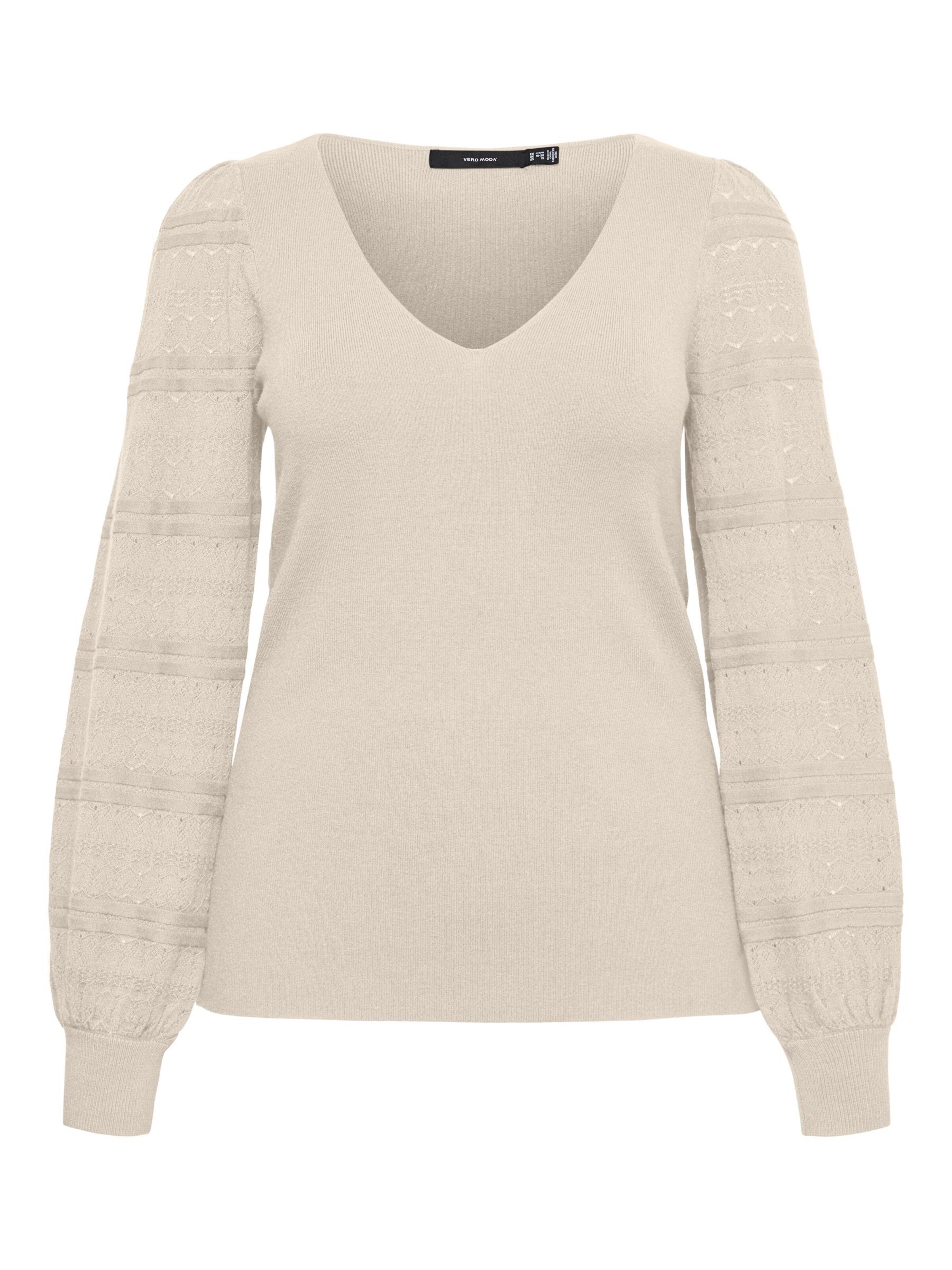 Vero Moda Curve Trui 'VMCNewlimone' in Beige: voorkant
