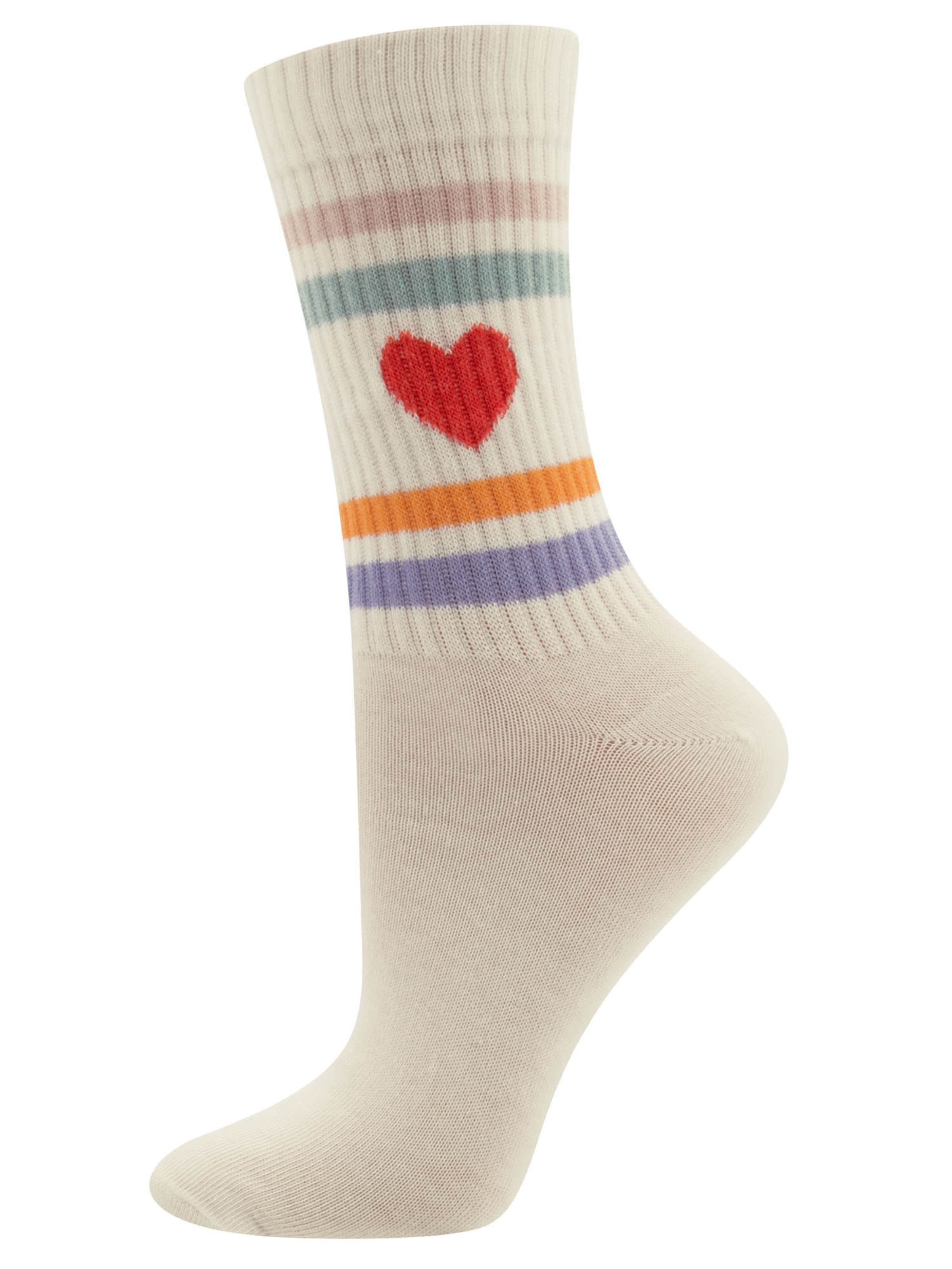 EWERS Ponožky 'Ringel/Herz' – béžová: přední strana