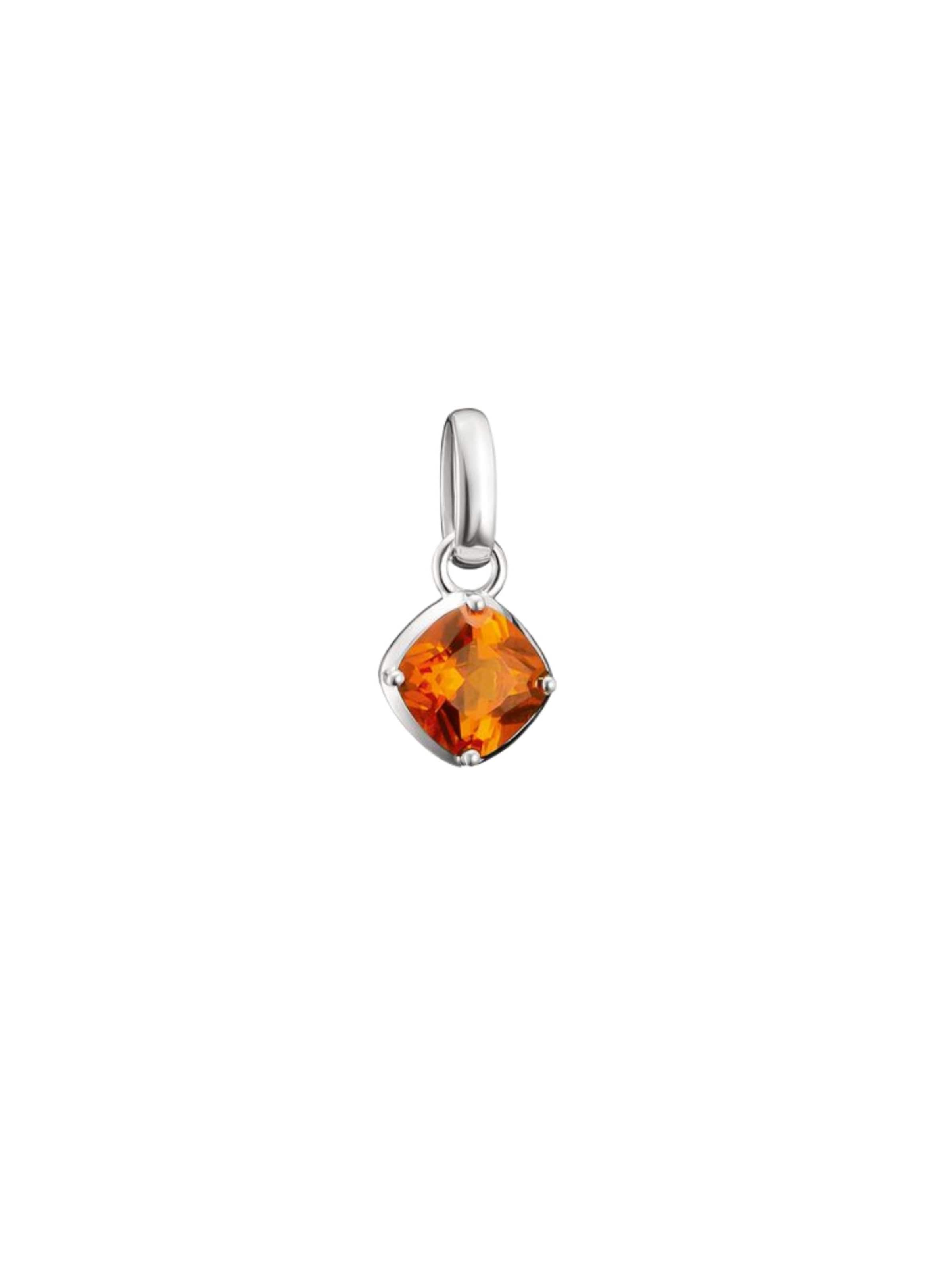 Thomas Sabo Pendant 'Silber Charm Anhänger Geburtsstein Oktober Connect' in Orange: front